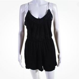 Rebecca Taylor Womens Spaghetti Strap Silk Trim Romper Black Size 2 stretchy EUC